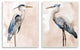 Beautiful Heron Birds Standing Watercolor Painting, 2pc, each 10 x 15