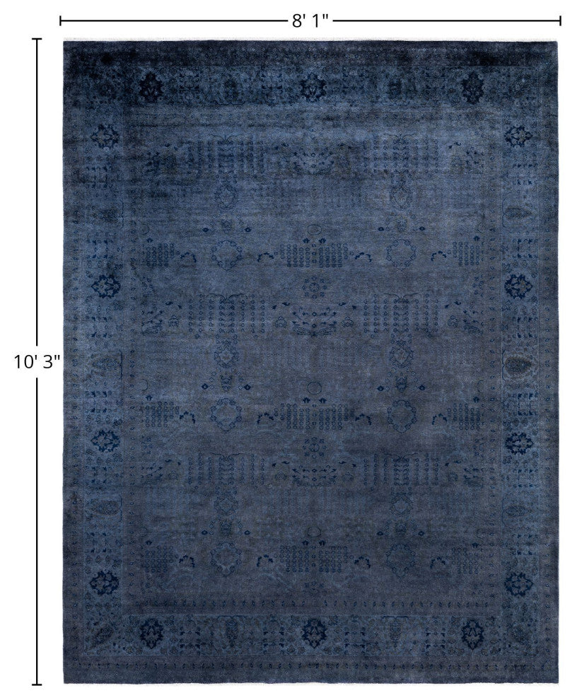 Overdyed One-of-a-Kind Hand-Knotted Area Rug Black, 8' 1" x 10' 3"