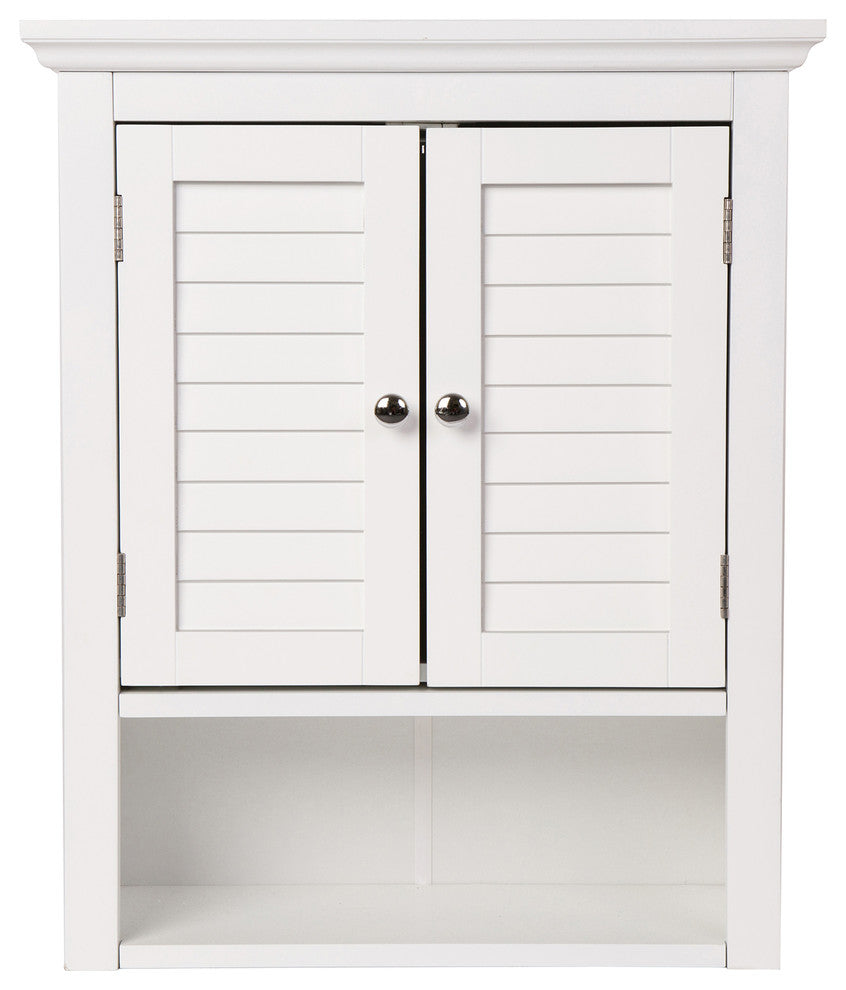 24.1"H Wooden Bathroom Wall Storage Cabinet With Double Doors, White