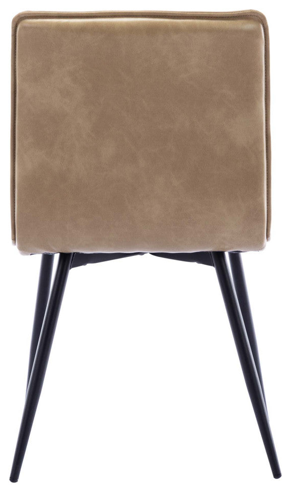 Set of 4 Minimalist Faux Leather Side Chairs for Dining Room, Cream