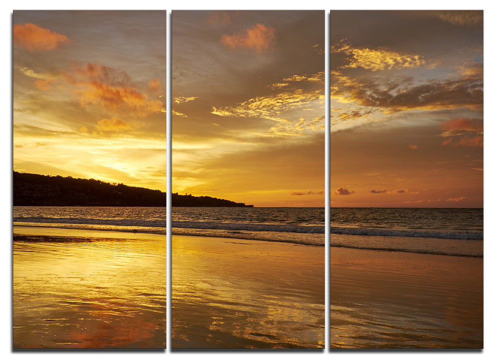 "Amazing Beach With Beautiful Breaking Waves" Metal Wall Art, 3 Panels, 36"x28"
