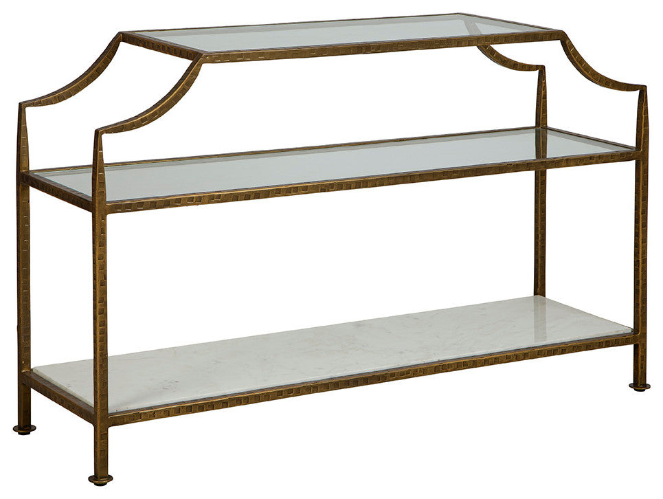 Marietta 48" Wide Glass Console Table, Gold