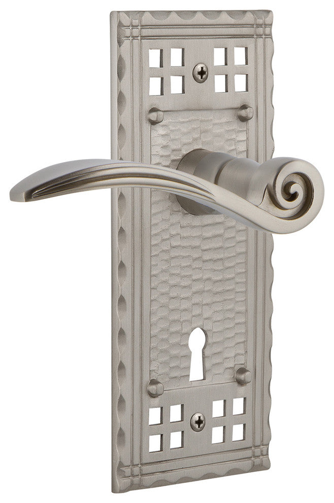Craftsman Plate With Keyhole Swan Lever, Satin Nickel, Left-Handed