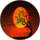 Birds And Tree Silhouette At Sunset, Disc Metal Wall Art Landscape, 36"