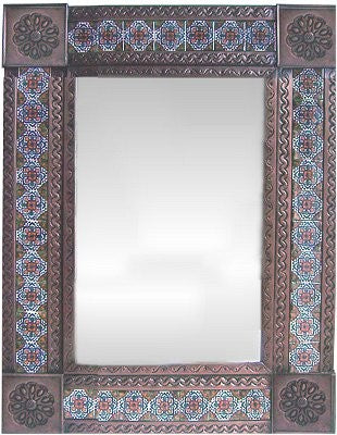 Medium Brown Gerona Tile Talavera Tin Mirror