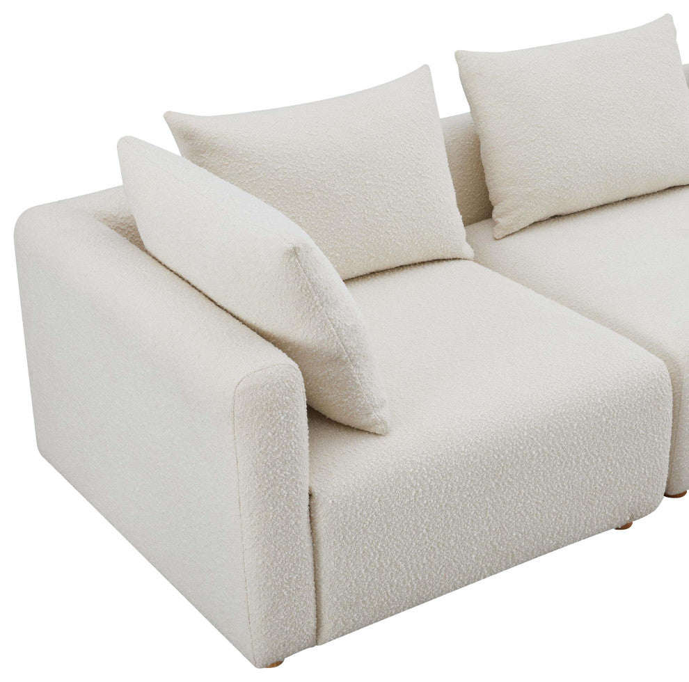 Hangover Cream Boucle 5-Piece Modular L-Sectional - Cream