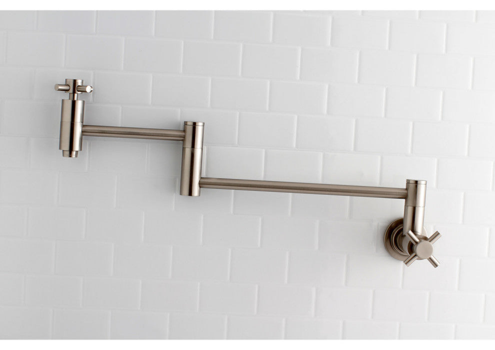 Kingston Brass Wall Mount Pot Filler Kitchen Faucet, Brushed Nickel