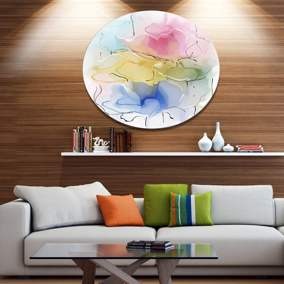 Abstract Floral Illustration Design, Floral Disc Metal Artwork, 23"