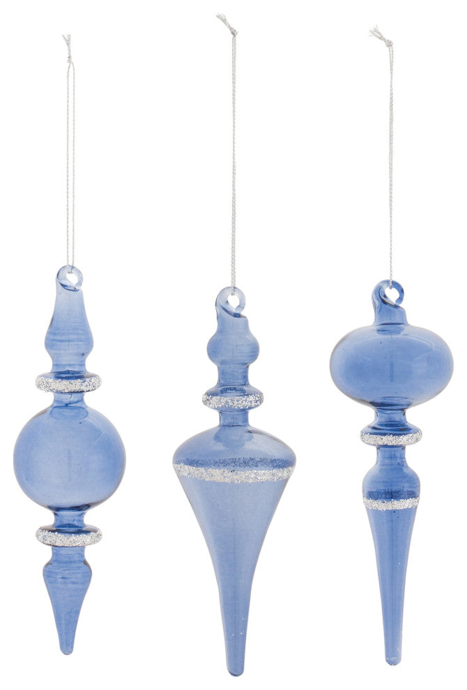 Blue Glass Finial Drop Ornament, 12-Piece Set