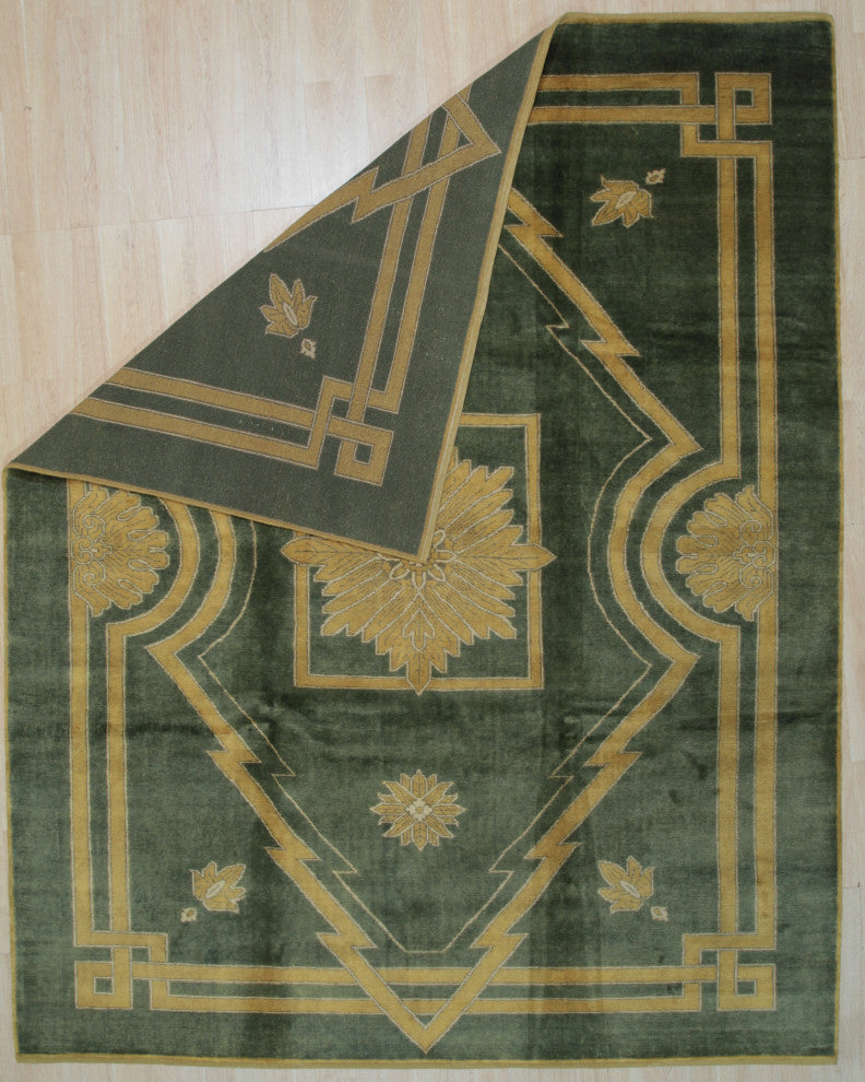 Green Traditional Medallion Ningxia Area Rug