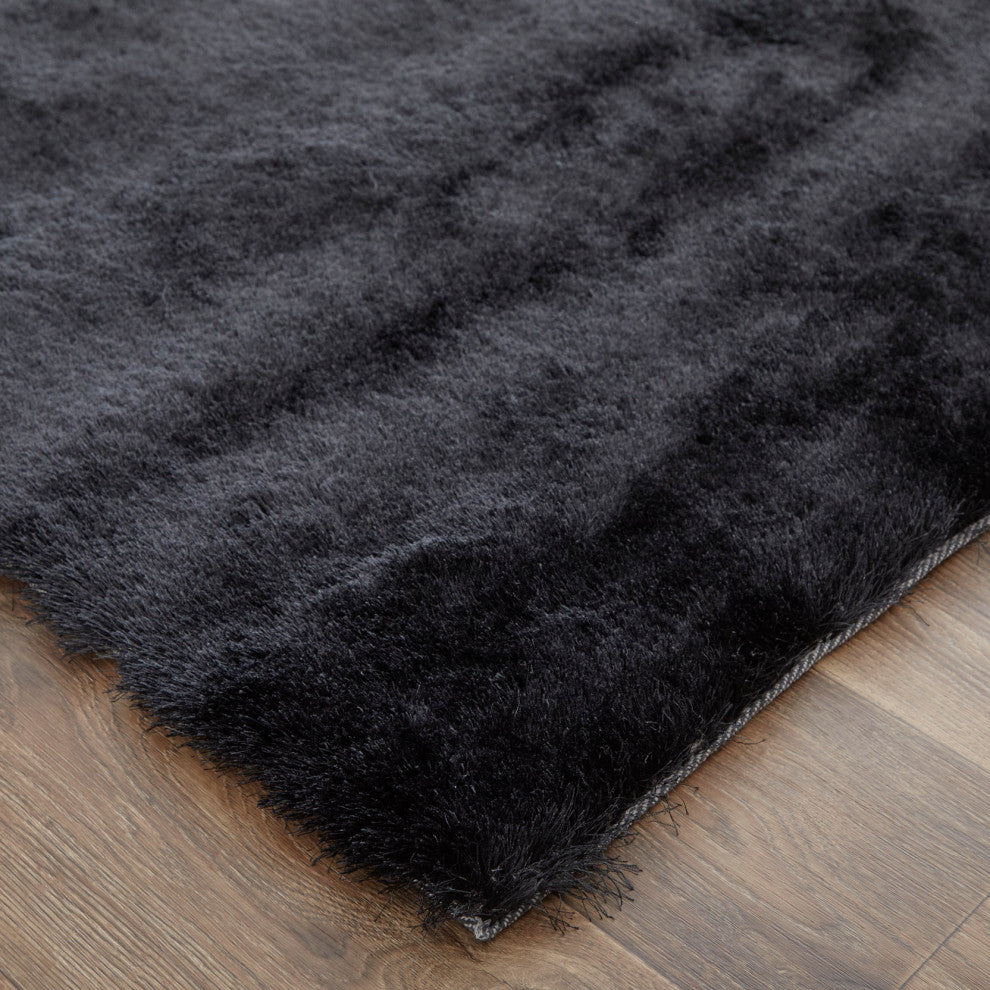 Weave & Wander Armada Plush Shag Rug, Black, 2'x3'4"