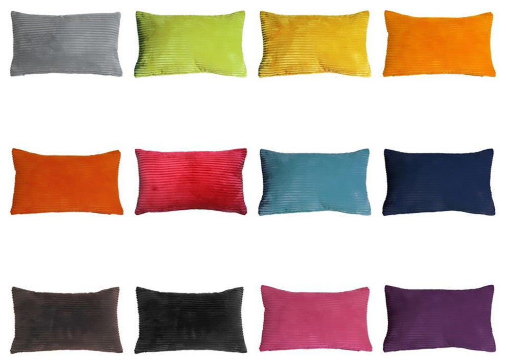 Pillow Decor - Wide Wale Corduroy 18 x 18 Throw Pillows, Black