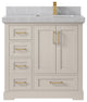 Boston 36" Right Offset Bath Vanity in Fine Grain 2" Pearl Gray