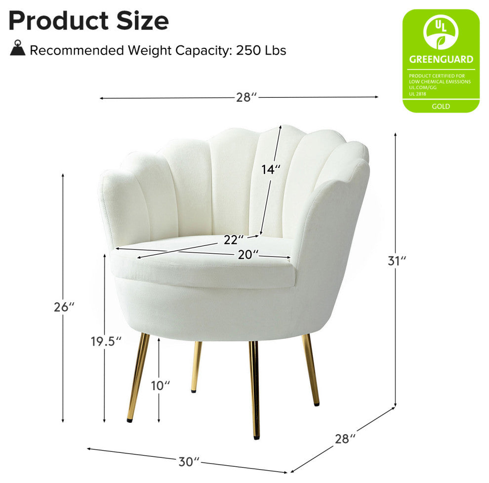 Upholstered Accent Barrel Chair With Tufted Back, Ivory