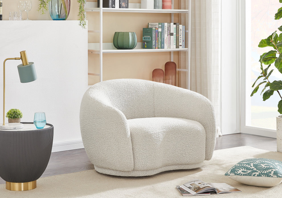 Hyde Boucle Fabric Upholstered, Cream, Chair