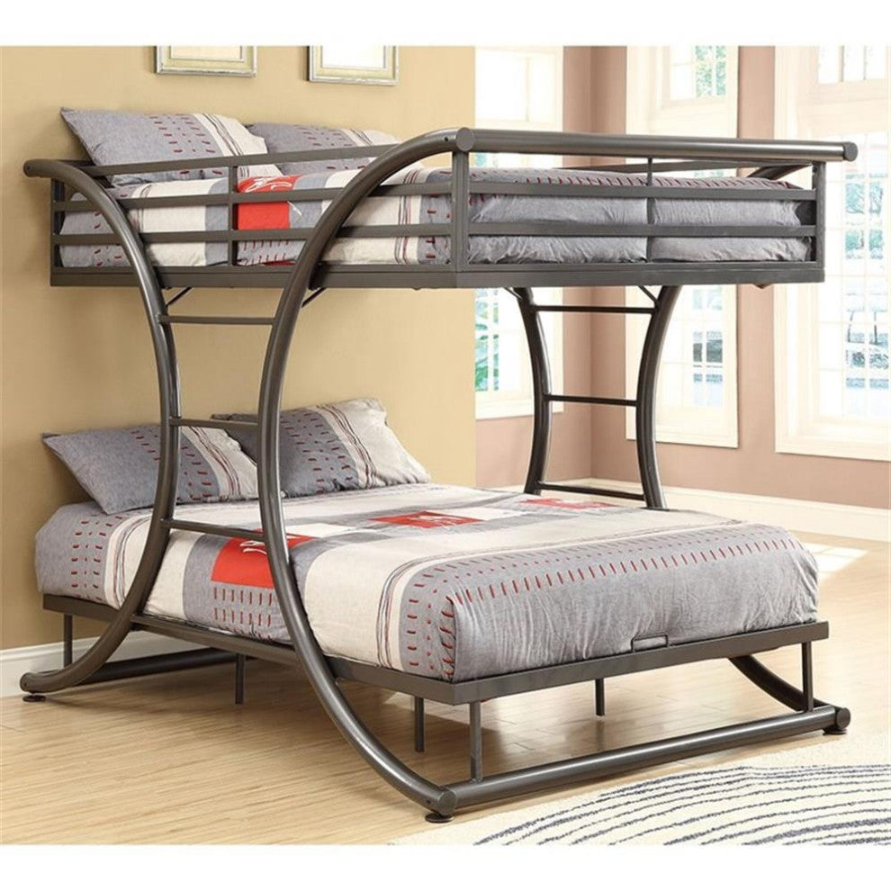 Coaster Stephan Modern Full Over Full Metal Bunk Bed in Gray Finish