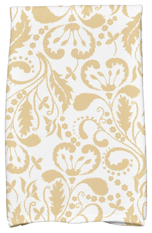 18"x30" Aurora Floral Print Kitchen Towel, Yellow