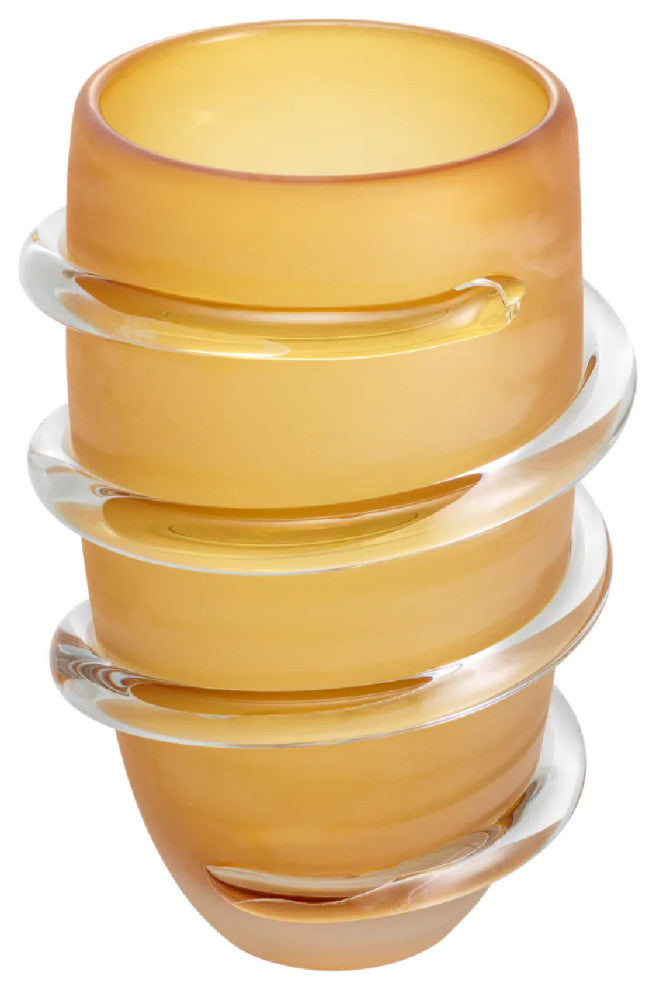 Frosted Yellow Glass Vase, Eichholtz Eliano, Large