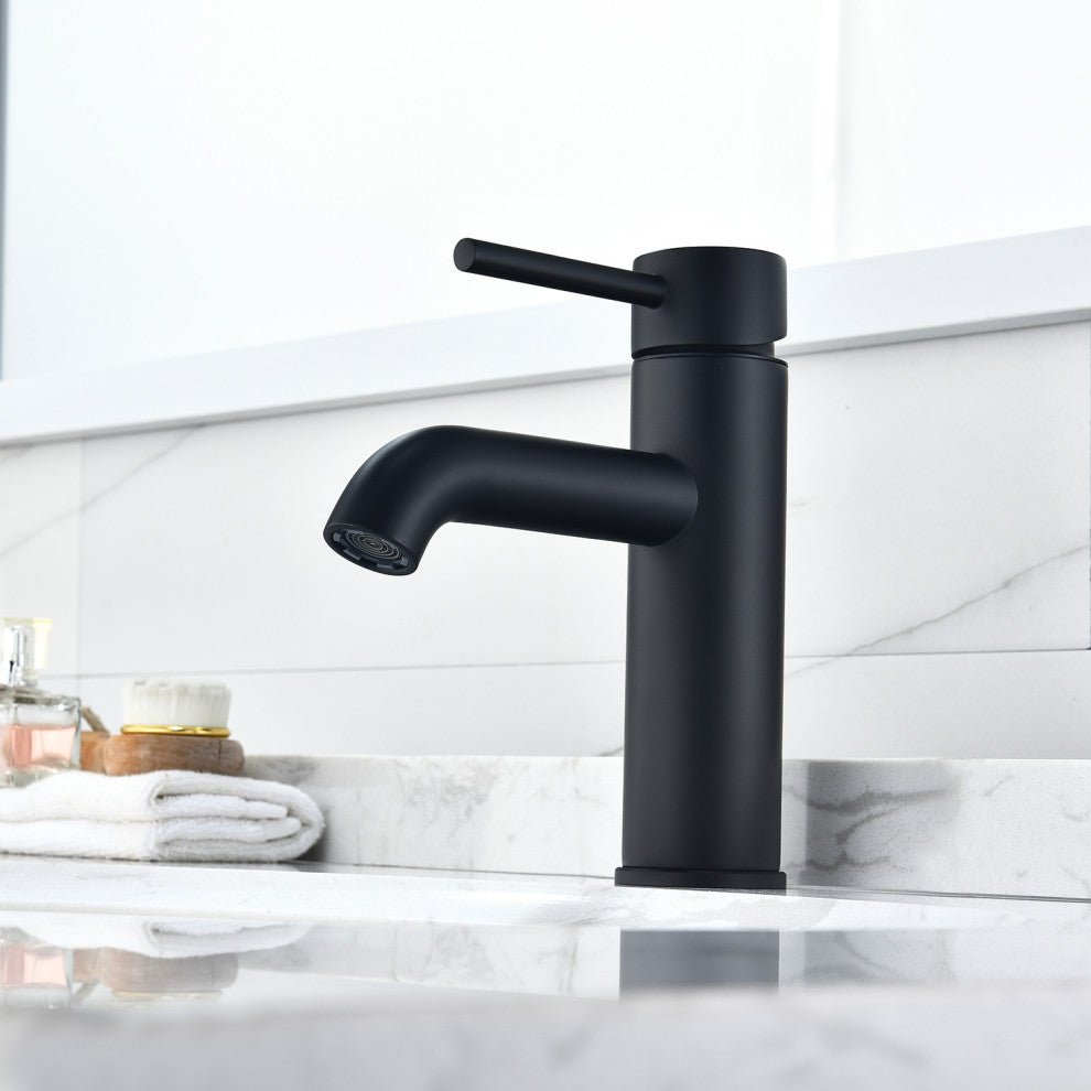 Tubize Single Hole Single-Handle Bathroom Faucet, Matte Black