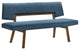Channell Wood Dining Bench, Walnut Finish With Blue Fabric
