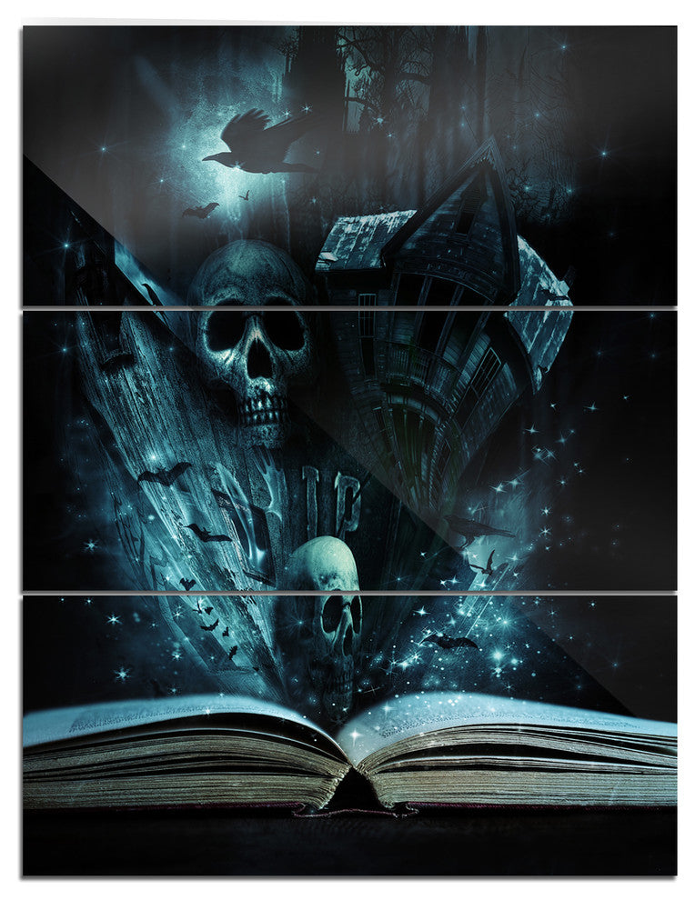 "Halloween Stories Book" Glossy Metal Wall Art, 3 Panels, 28"x36"