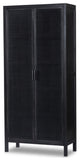 Caprice Tall Cabinet Black Natural Cane, Black Wash Mango, Gunmetal