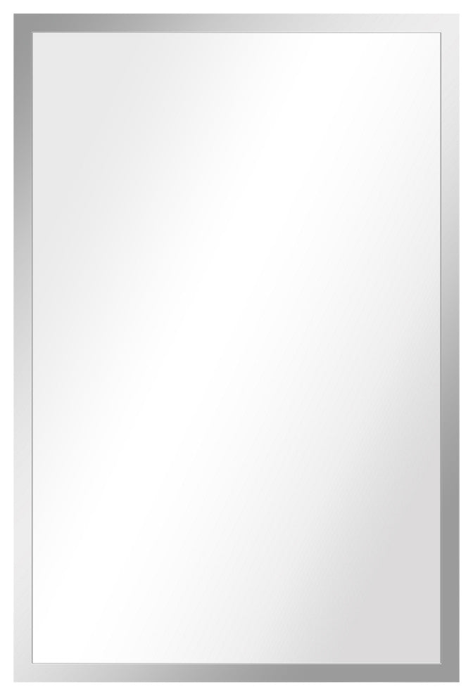 Contempo Stainless Steel Gold Wall Mirror, Polished Silver, 24"x36"