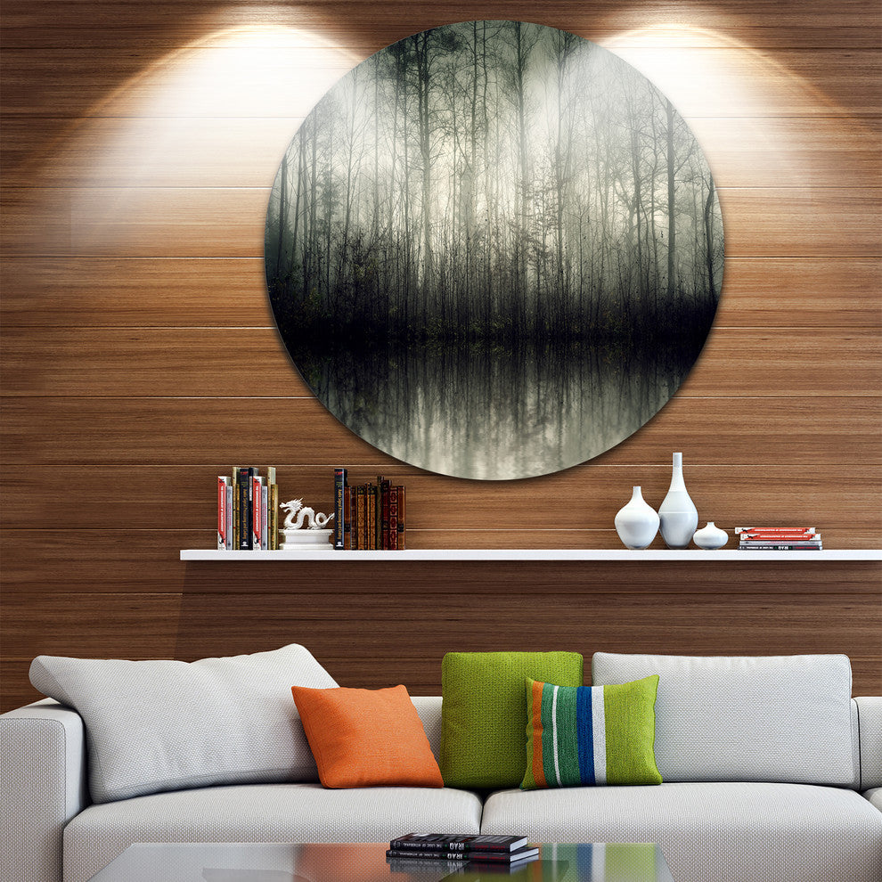 Beautiful Gray Forest In Germany, Landscape Round Metal Wall Art, 36"