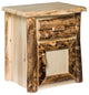Rustic Aspen Log Nightstand One Drawer, One Door
