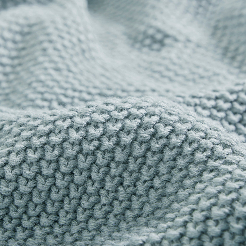 INK+IVY Bree Knit Blanket, Light Blue