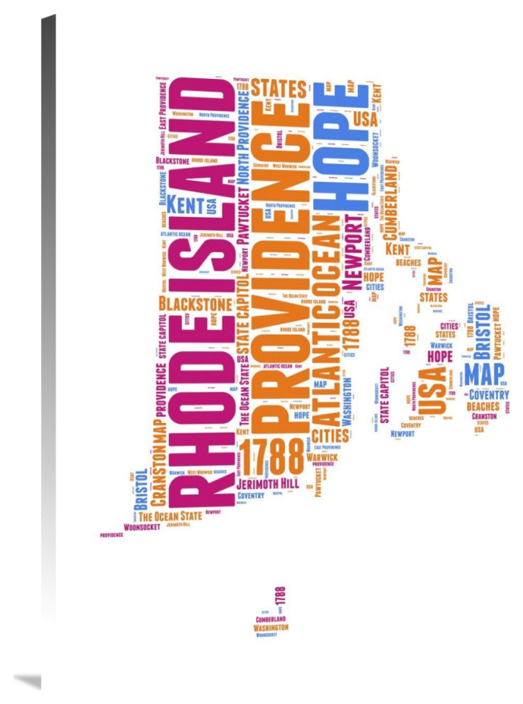 "Rhode Island Word Cloud Map" Fine Art Print