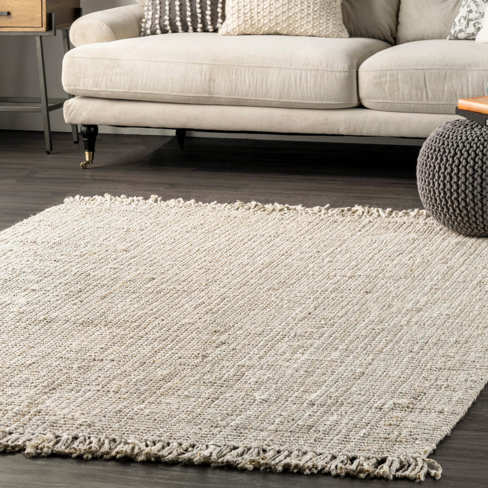 Nuloom Hand Woven Maui Chunky Loop Rug, Off White 7'6"x9'6"