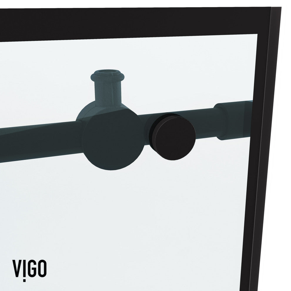 VIGO Elan 56" to 60" W x 74" H Frameless Sliding Shower Door in Matte Black