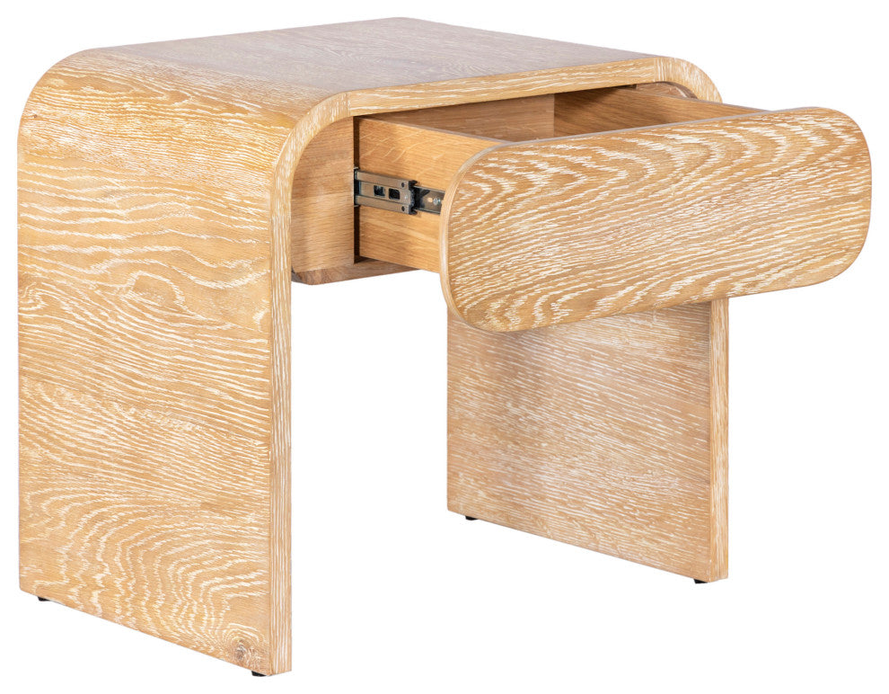 Meridian Furniture Cresthill Nightstand, White Oak Wood