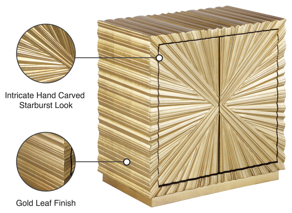 Golda Starburst Design Side Table in Gold Leaf Finish