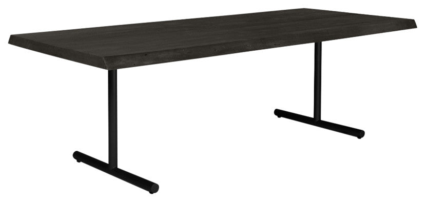 Brooks Dining Table, T Base, 40"x116", Ebonized Top, Black Base