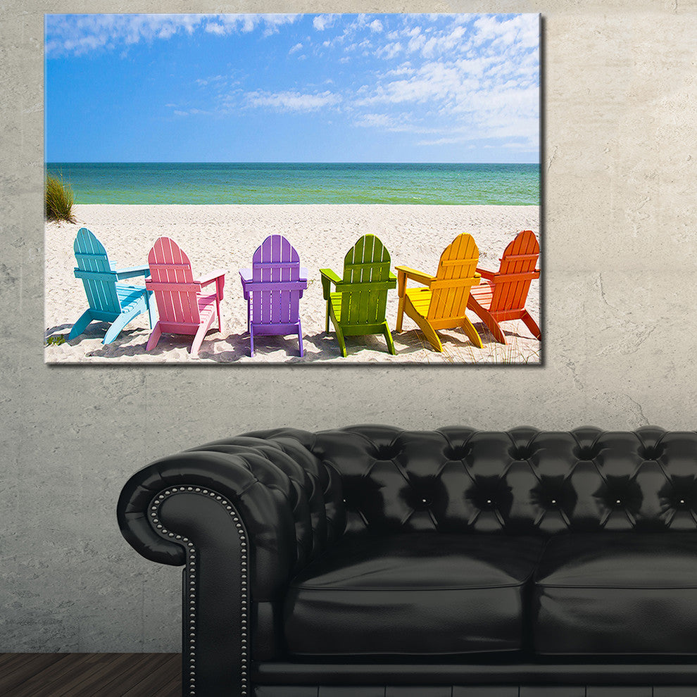 "Adirondack Beach Chairs" Seashore Canvas Photo Print, 32"x16"