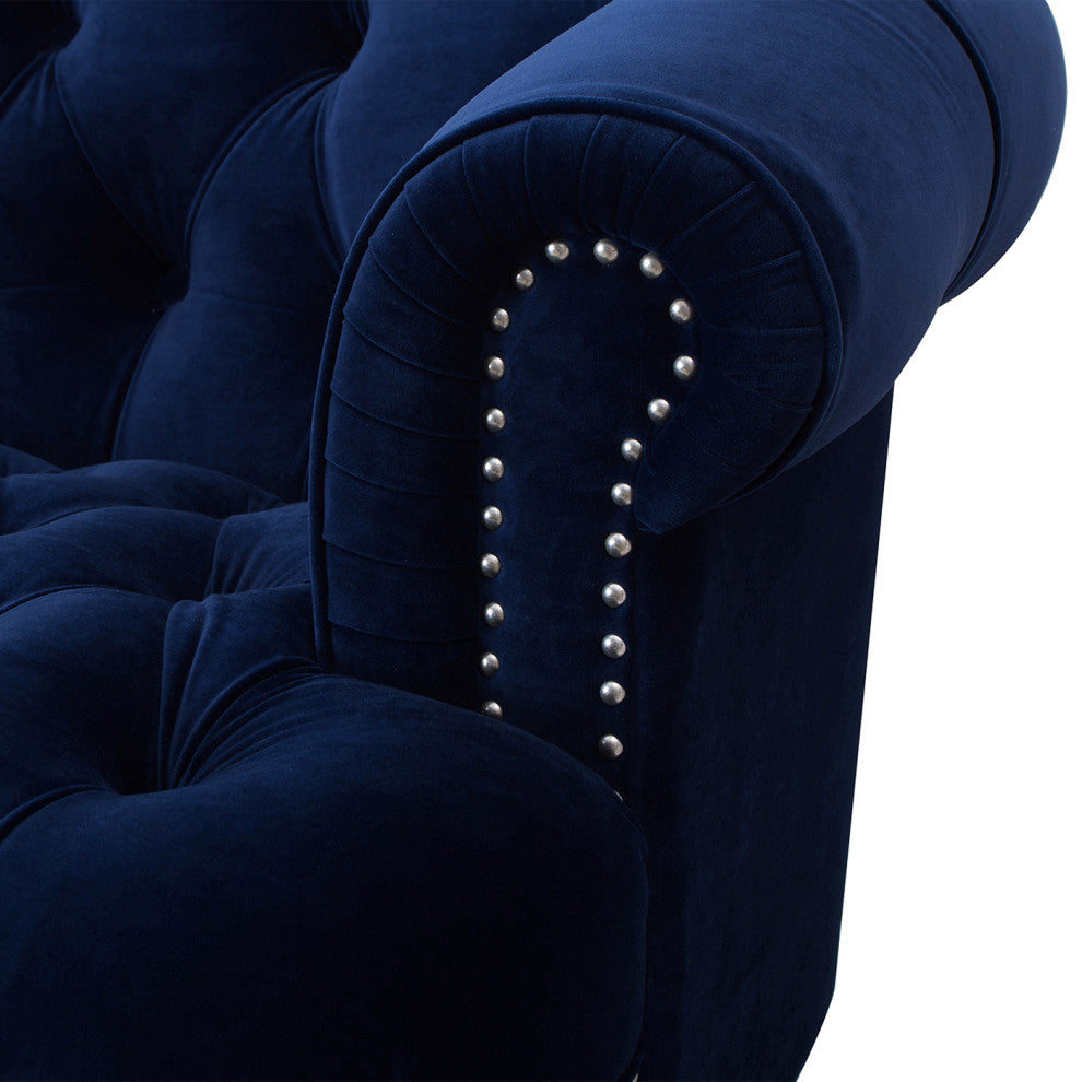 La Rosa 42" Chesterfield Tufted Accent Chair, Navy Blue Velvet