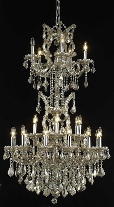 Elegant Maria Theresa Fixture, Golden Teak Finish With Royal Cut Crystal