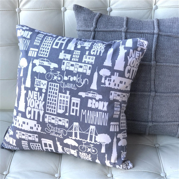 New York City Cotton Print Throw Pillow 17x17, with Polyfill Insert