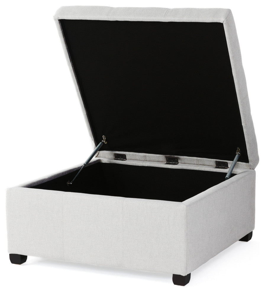 GDF Studio Carlyle Fabric Storage Ottoman, Light Gray Fabric