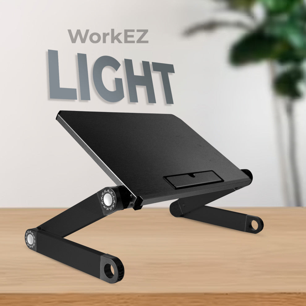 WorkEz Light Adjustable Height/Angle Ergonomic Laptop Cooling Stand, Black