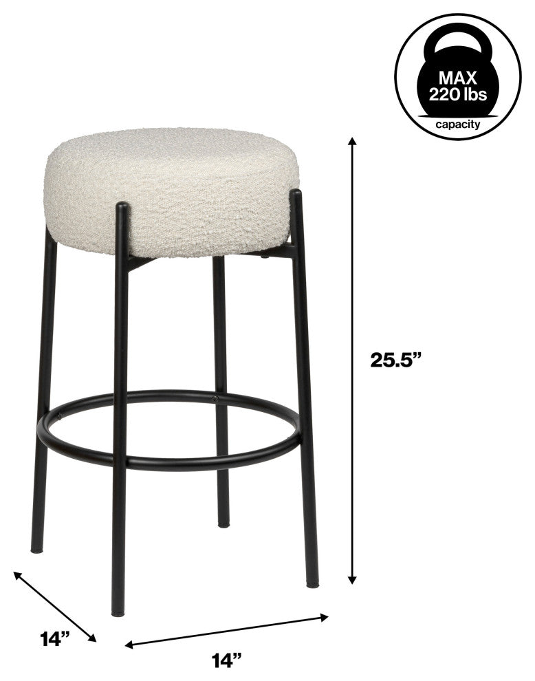 Paola Modern Minimalist Round Backless Metal Cushioned Bar Stool
