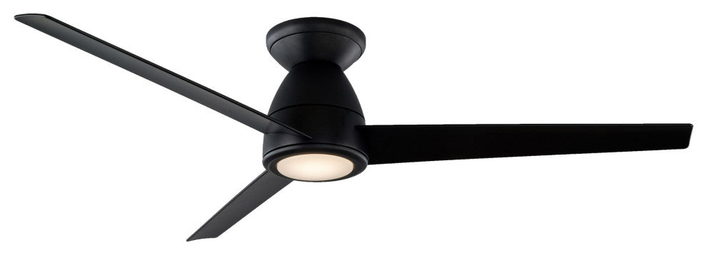 Tip Top 3-Blade Smart Flush Mount Ceiling Fan 52" Matte Black, 3000K LED Kit