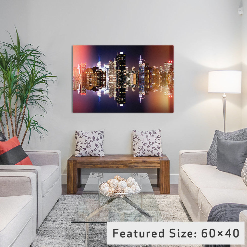 "Double Sided Manhattan Skyline Colors Night" by Philippe Hugonnard, 18x12x1.5