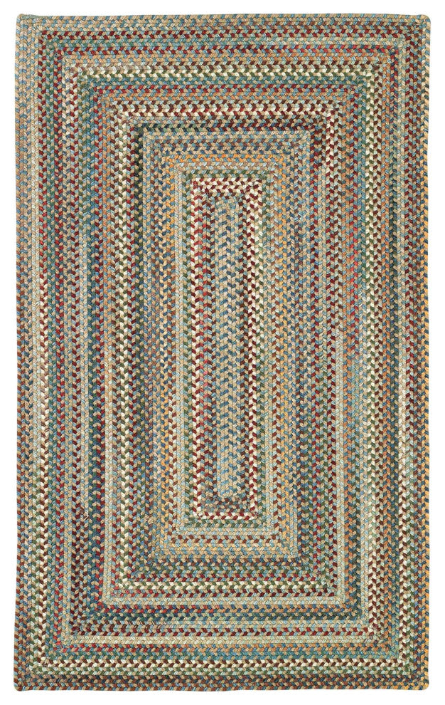 Capel Sherwood Forest Light Blue 0980_400 Braided Rugs - 4' X 6' Concentric Rect