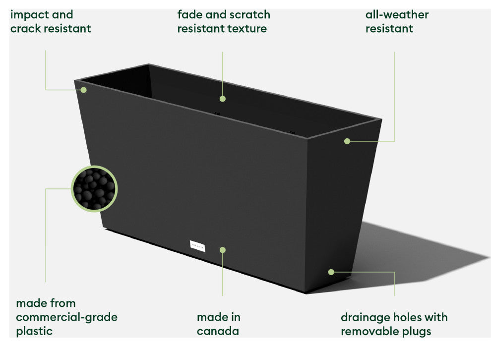 Midori Trough Planter, Black, 31 Inch, 1 Pack