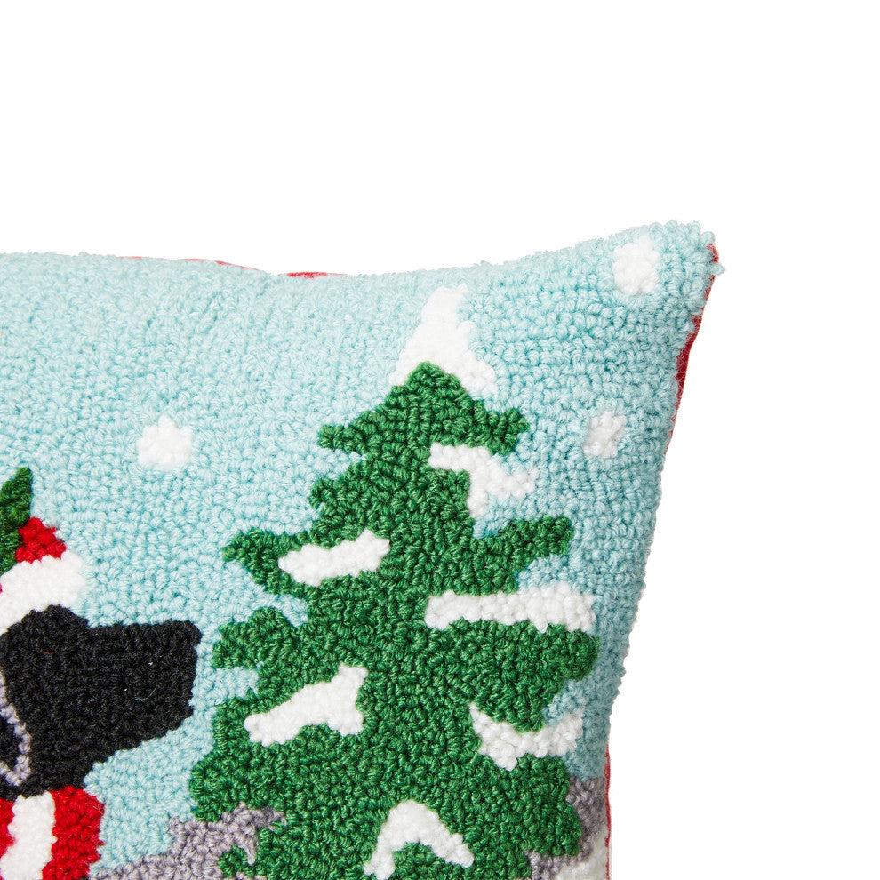 2pk 14"L Hooked Christmas Dog and Cat Pillow