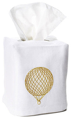 Balloon Tissue Box Cover, White Linen