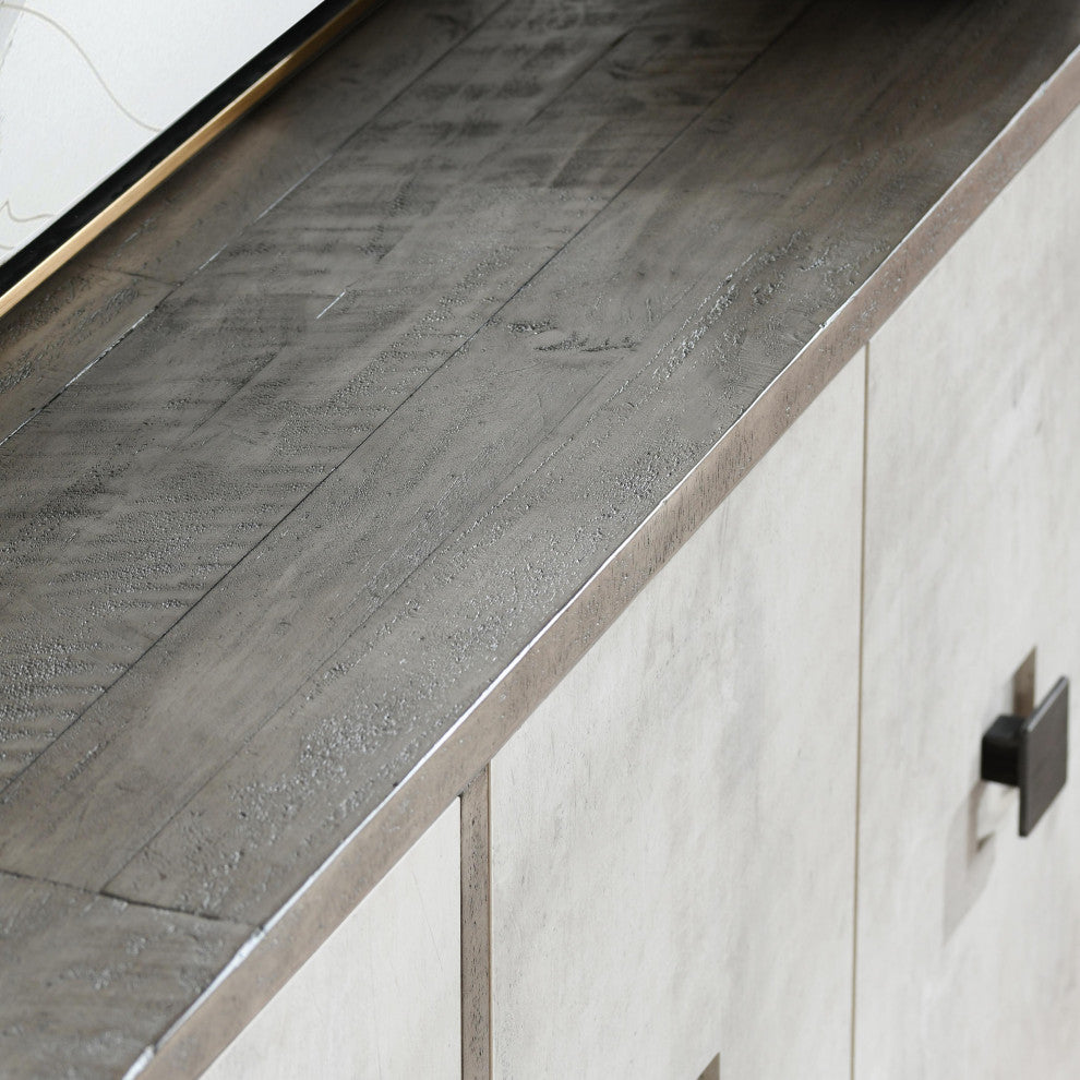 Denver Distressed Gray Sideboard Buffet, 4-Door